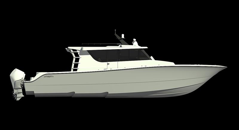 New Pilothouse 46 Catamaran by Invincible (Note the continual rocker!)