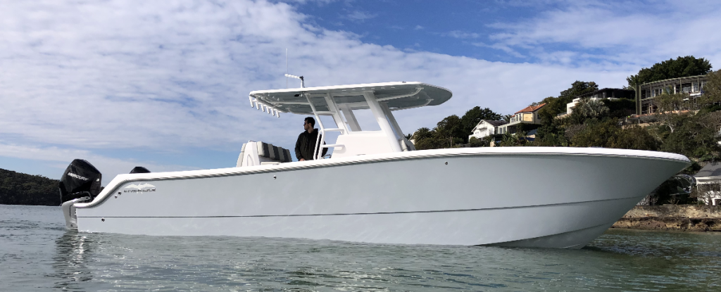 Invincible 33' Catamaran in Sydney, powered by twin Mercury 300 Verados